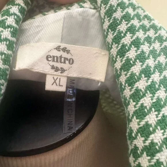 NWOT ENTRO Green Houndstooth Blazer Womens XL - Picture 8 of 9